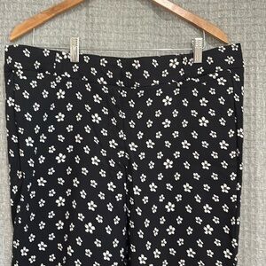 Lane Bryant Black with White Flowers Slacks Size 16
